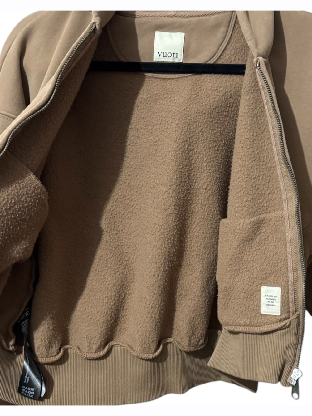 Vuori Womens Small Brown Restore Full Zip Hoodie Cropped Fleece Sweatshirt - Picture 4 of 7